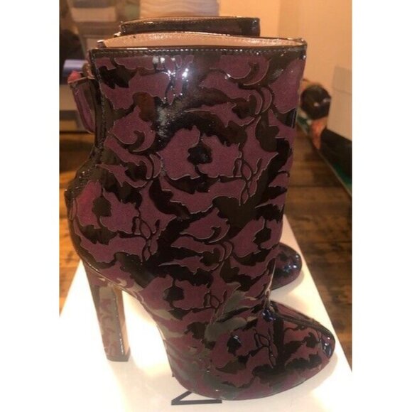 NEW $1225 ALAIA PARIS SUEDE & PATENT LEATHER FLORAL PRINT BOOTS SZ US 5 IT 35 - Picture 4 of 12
